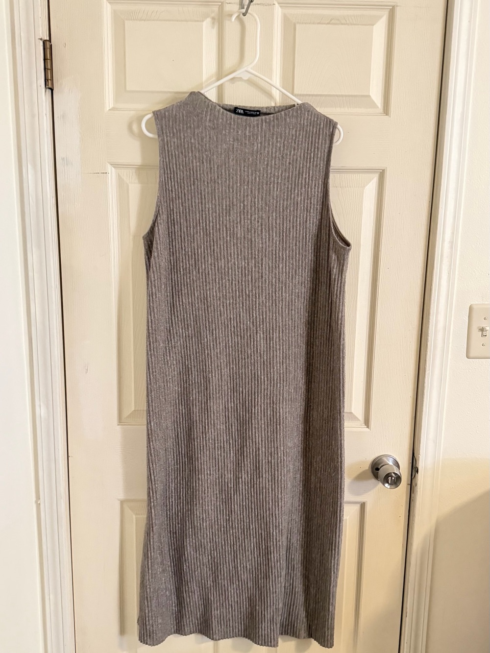 Zara Sleeveless Ribbed Midi Dress - Taupe Gray